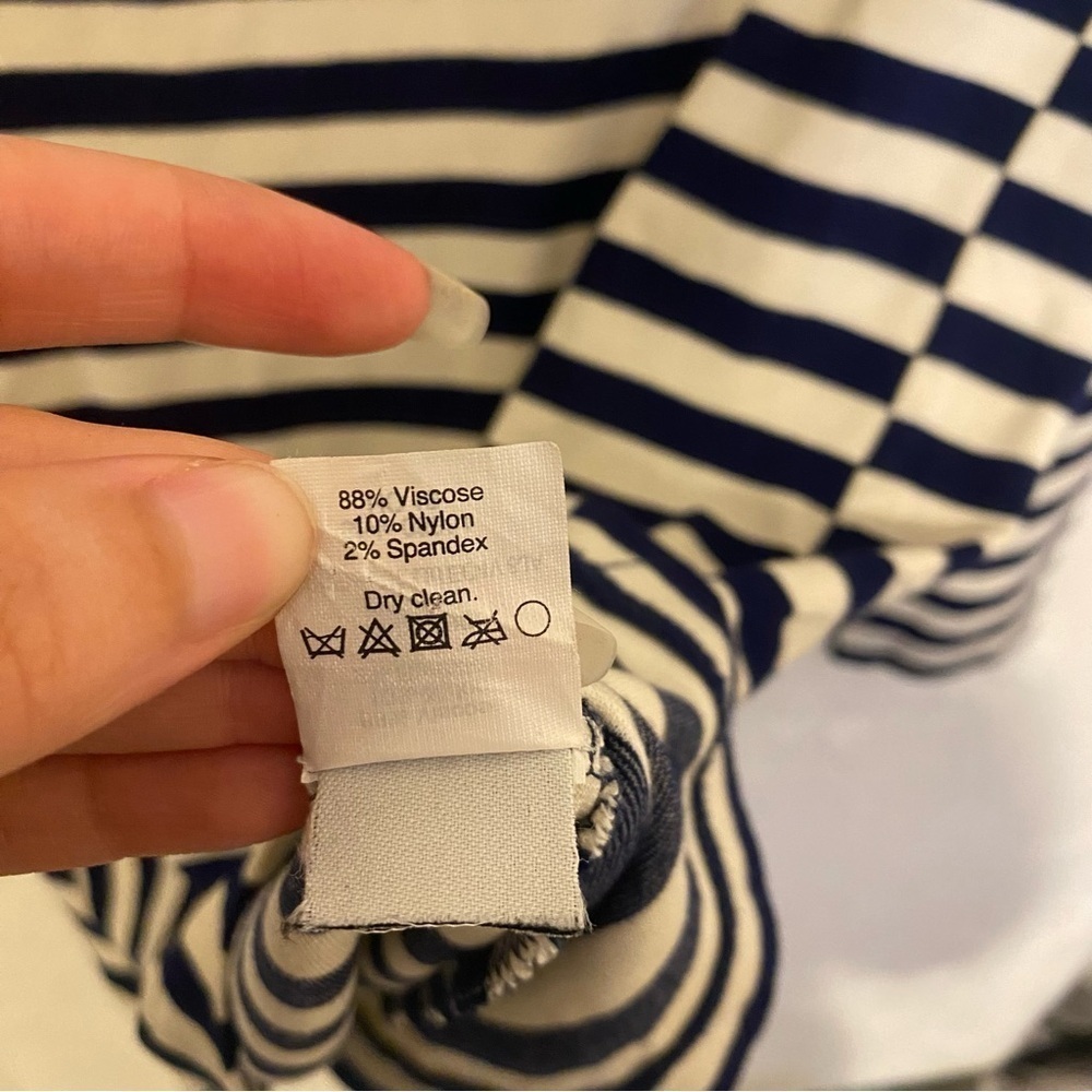 Madewell Navy Blue Nautical Stripes Stripeturn Ponte Top Blouse S - Picture 6 of 6